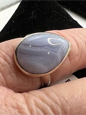Sterling Silver Teardrop Blue Lace Agate Ring